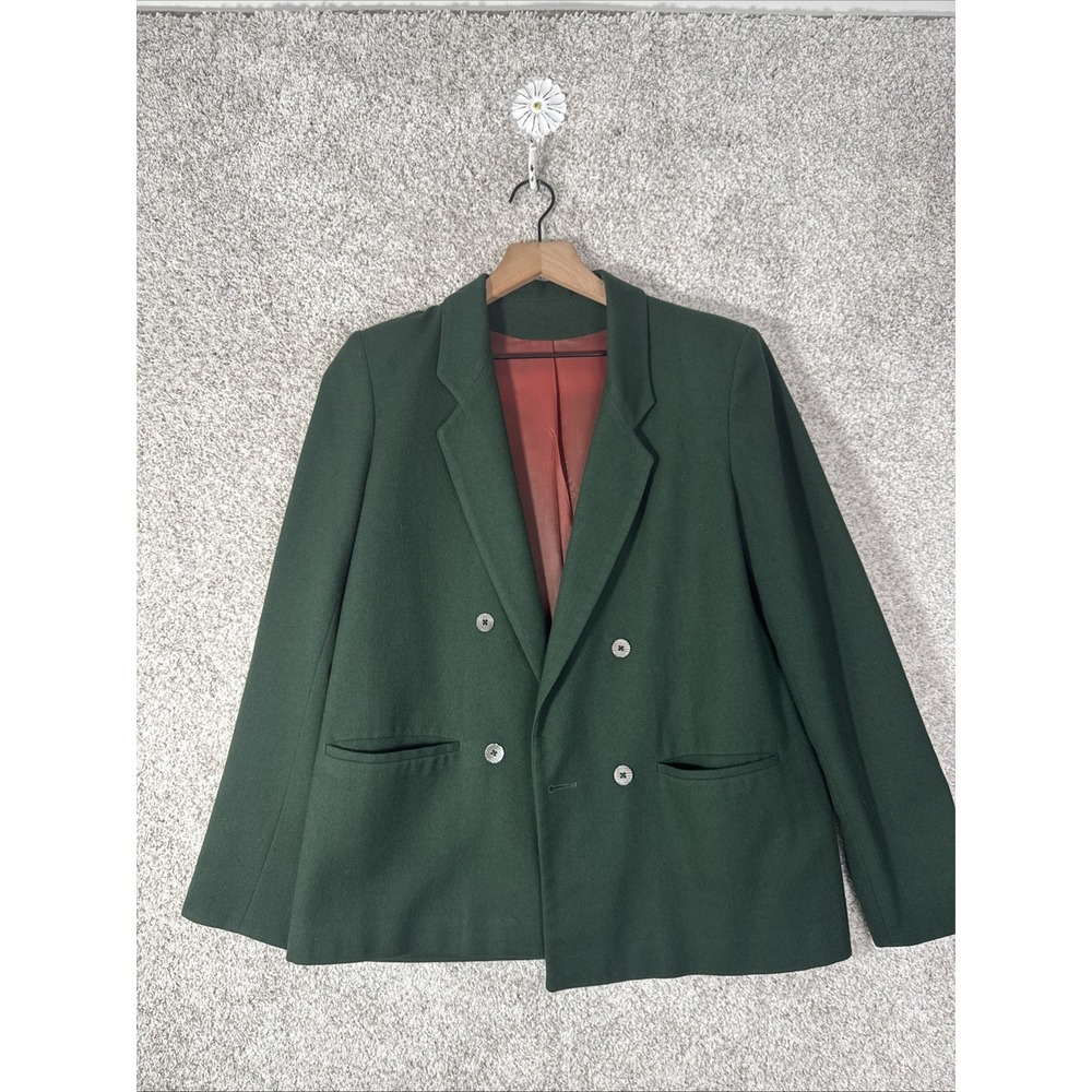 Alcott &‎ Andrews Womens 8 Vintage 100% Wool Hunter Green Blazer Lined